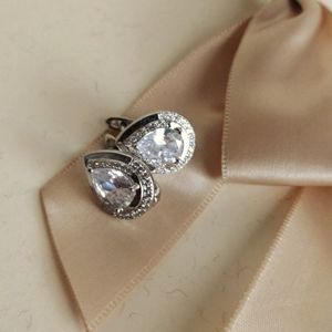 White Rhodium over sterling Silver drop earrings